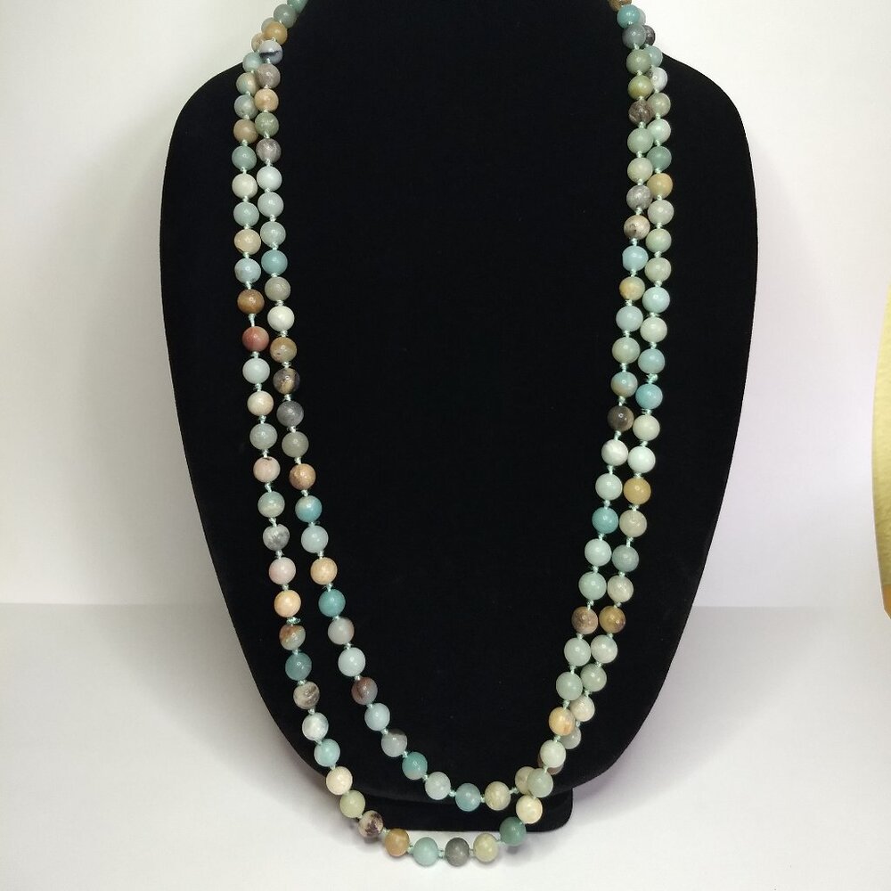 Stone Round Bead Necklace & Bracelet Lot Multicolor 2 Necklaces 3 Bracelets Boho - Picture 6 of 11